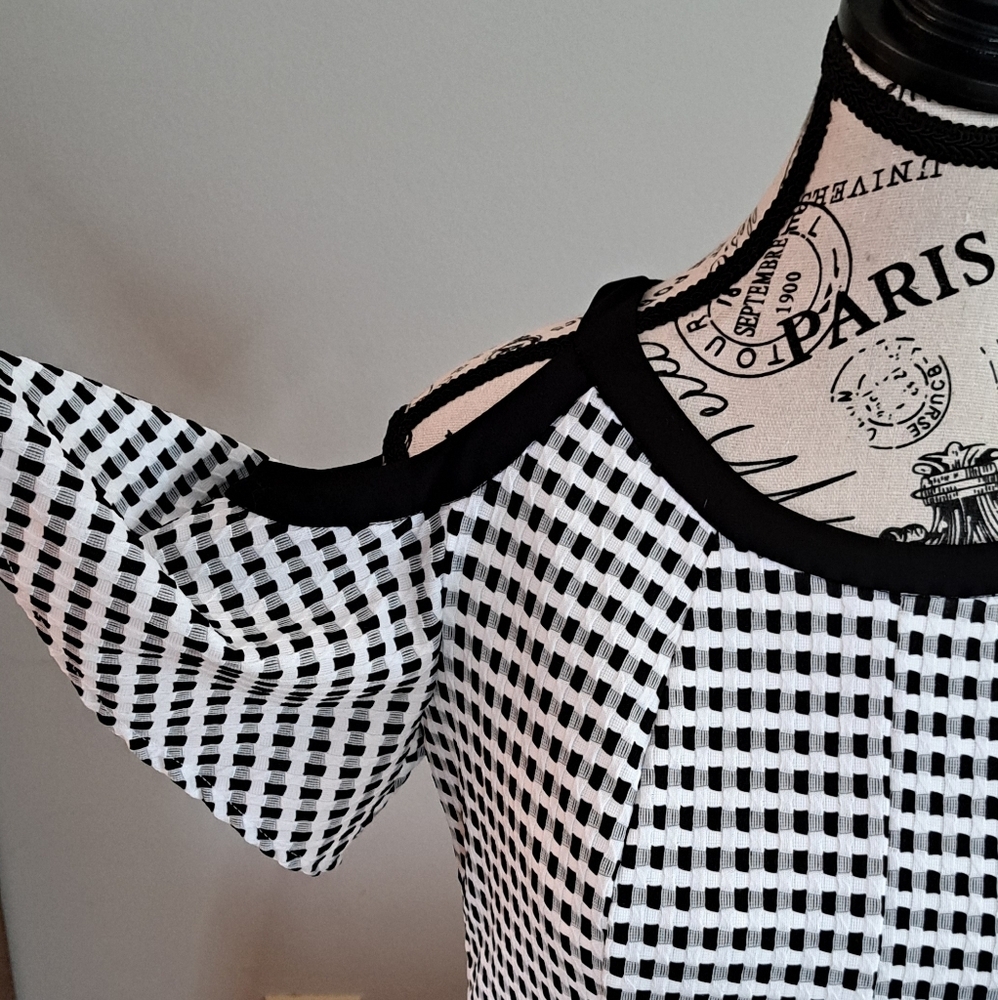 Danny and Nicole Stylish Black and White Checkered Dress Size 10 - Picture 4 of 5